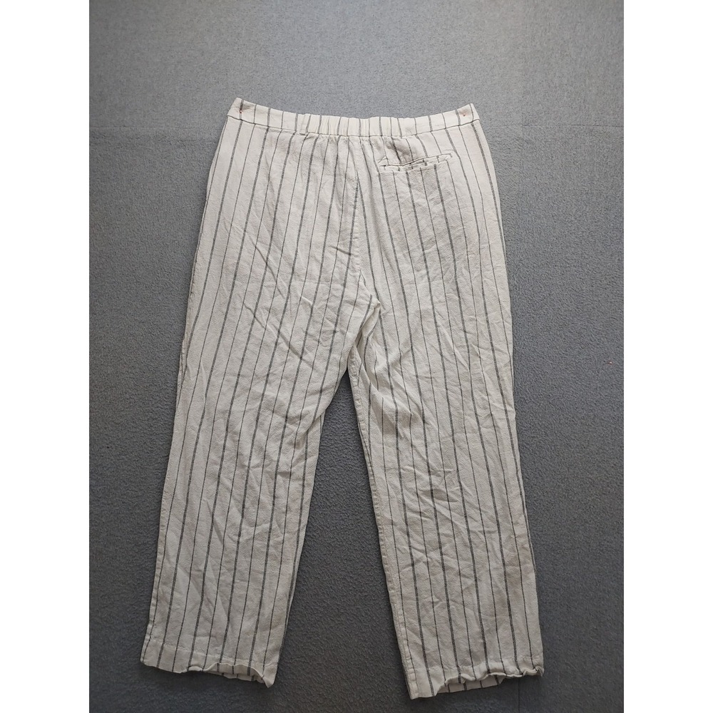 Old Navy Women Pant XL White Stripe Wide Leg High Rise Summer Casual Relaxed Fit
